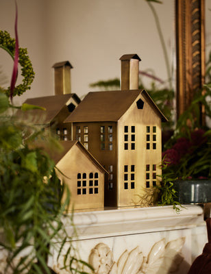 Elodie Mantel Houses (Set of 2), Brass | Lulu and Georgia 