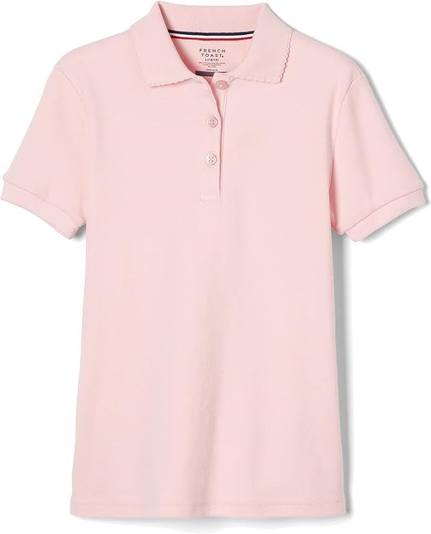 French Toast Girls' Short Sleeve Picot Collar Polo Shirt (Standard & Plus) | Amazon (US)