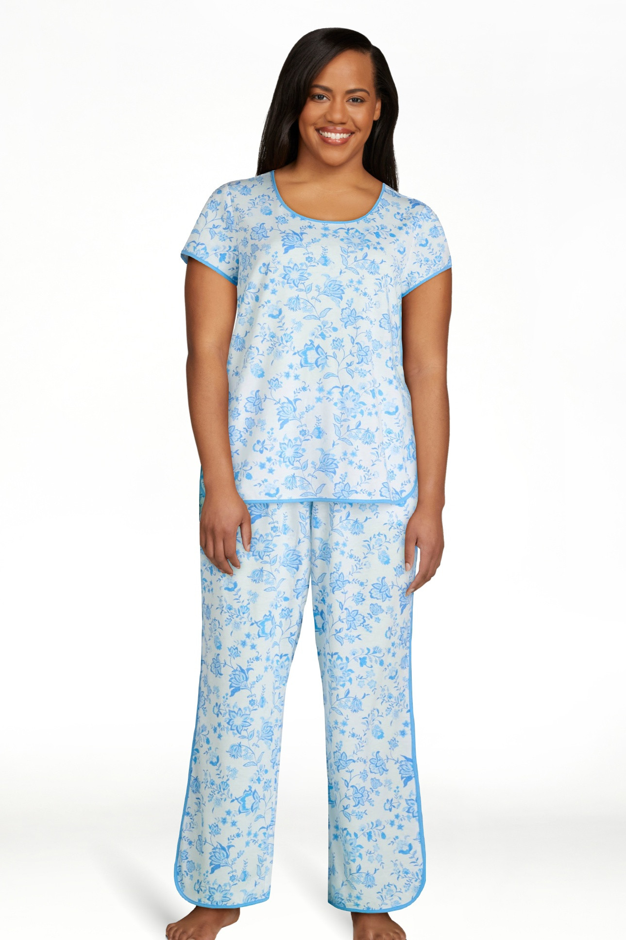 Joyspun Women's and Women’s Plus Lightweight Sleep Tee and Pants Set, 2-Piece, Sizes XS to 3X | Walmart (US)