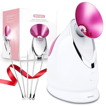 EZBASICS Facial Steamer-Nano Ionic Face Steamer for Home Facial, Unclogs Pores, Warm Mist Humidif... | Amazon (US)