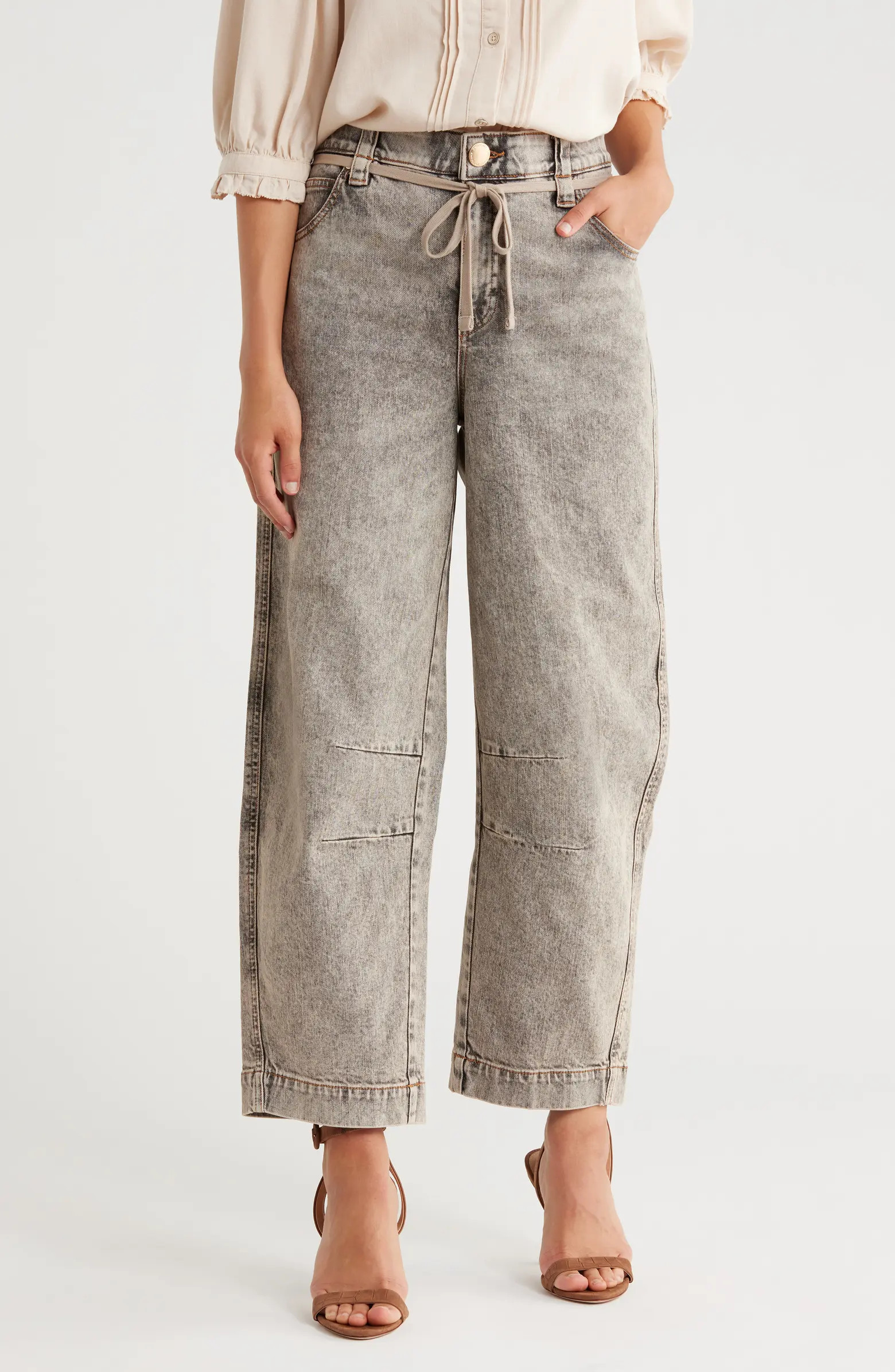Tie Waist Ankle Barrel Leg Jeans | Nordstrom Rack