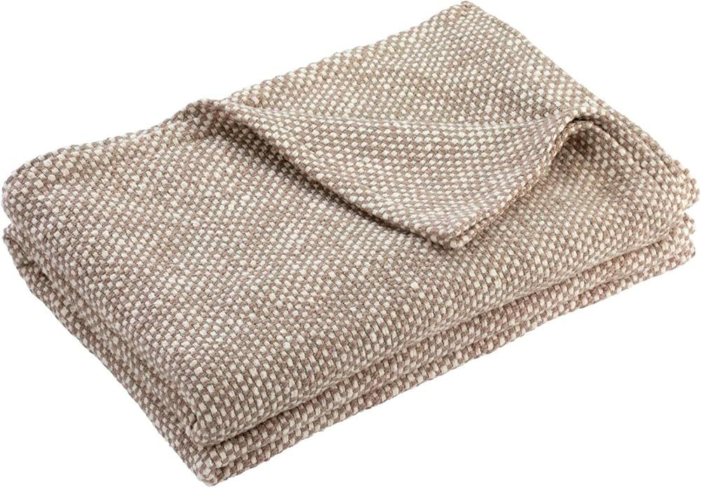 Nate Home by Nate Berkus Lightweight 100% Cotton Basket Weave Two-Tone Blanket | Breathable, All-... | Amazon (US)