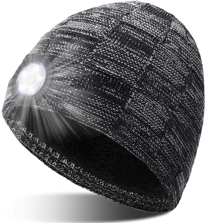 Upgraded LED Beanie Hat with Light - Christmas Stocking Stuffers for Men Gifts, USB Rechargeable ... | Amazon (US)