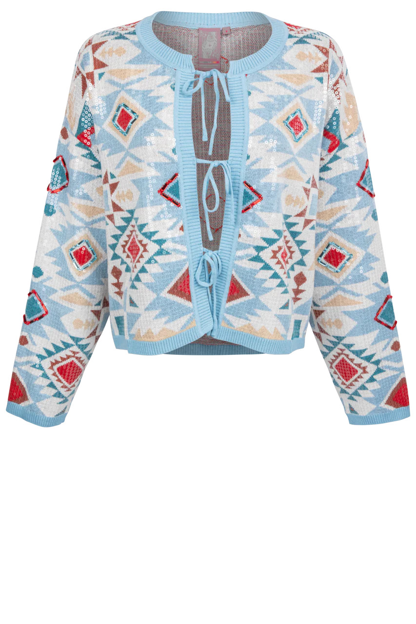 Queen of Sparkles Blue Sequin Aztec Sweater | Pinto Ranch | Pinto Ranch