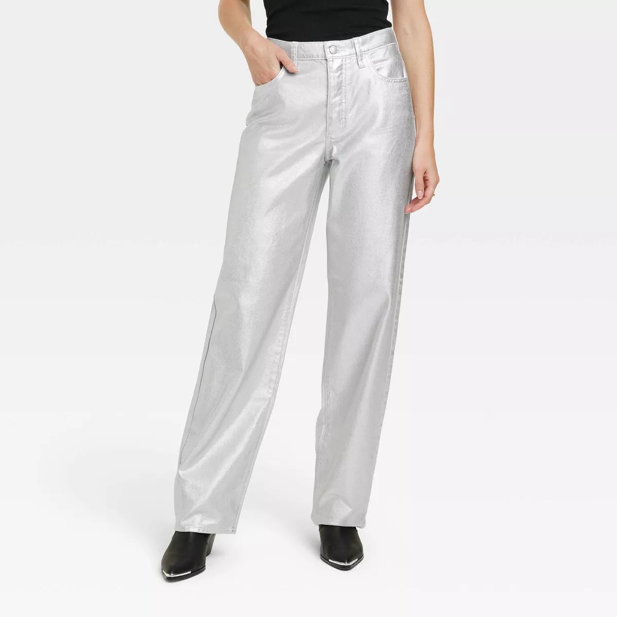 Women's Mid-Rise 90's Baggy Jeans - Universal Thread™ Metallic Wash | Target