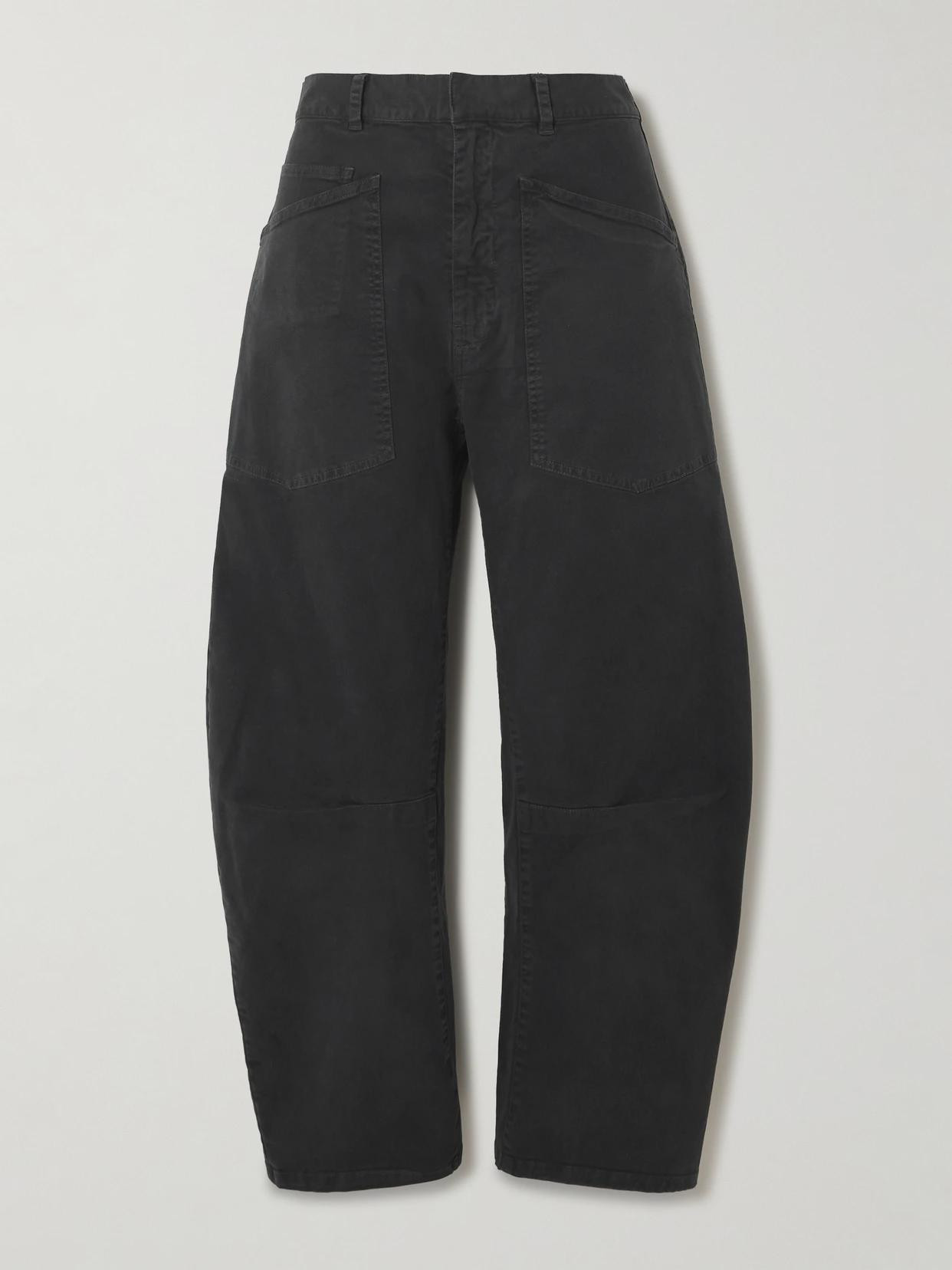 Nili Lotan - Shon Cotton-blend Twill Barrel-leg Pants - Black | NET-A-PORTER (US)