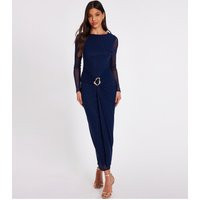 Women's Navy Draped Buckle Detail Maxi Dress Quiz New Look | New Look (UK)
