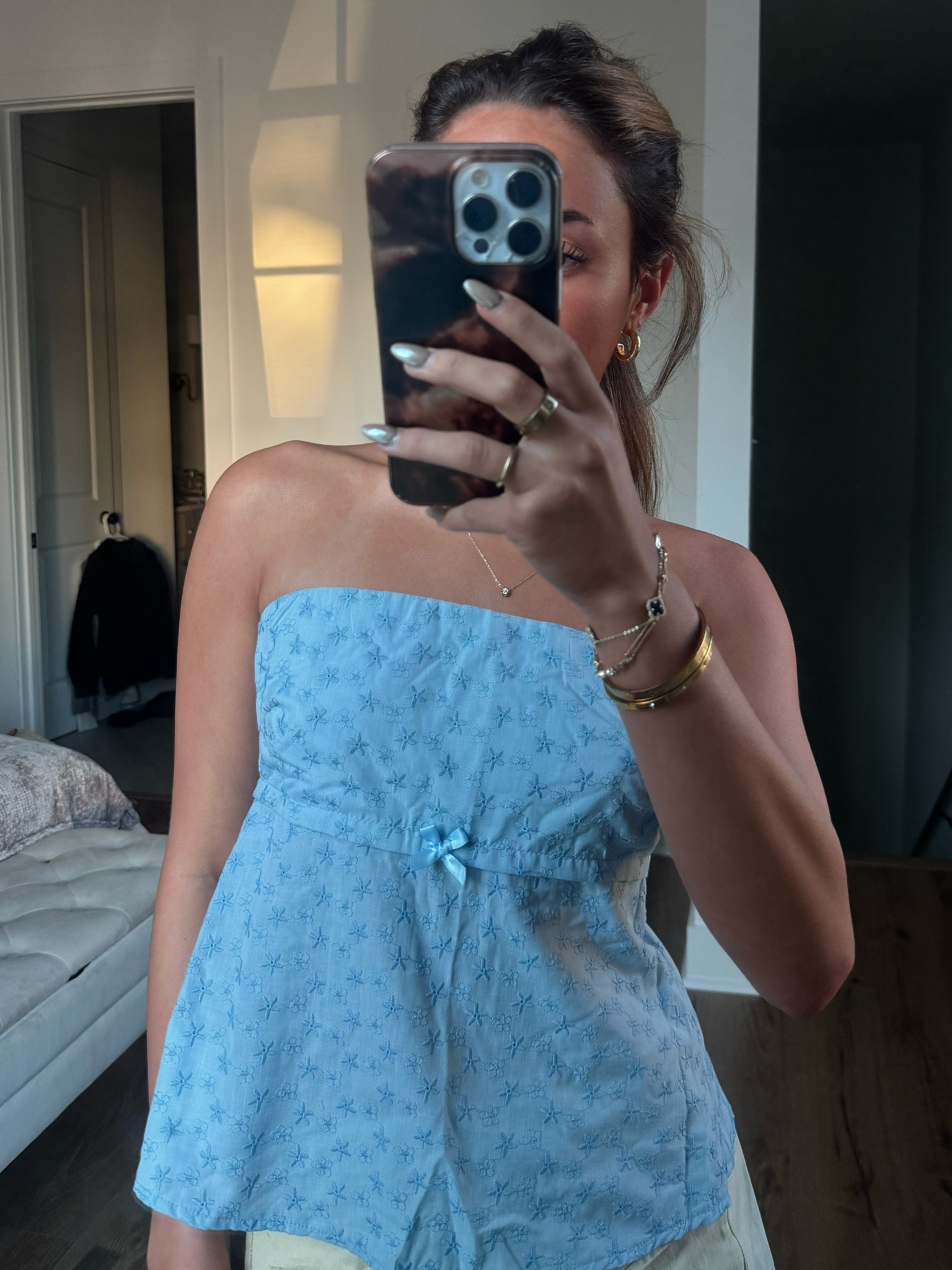 blue baby doll top