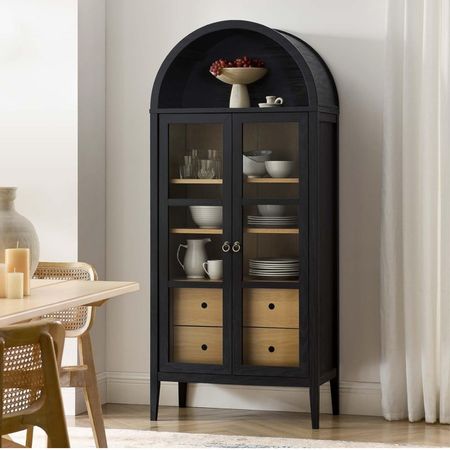 Modway Nolan Modern Farmhouse 71" Tall Arched Storage Display Cabinet in Black Oak Wood Grain

#LTKstyletip #LTKhome #LTKsalealert