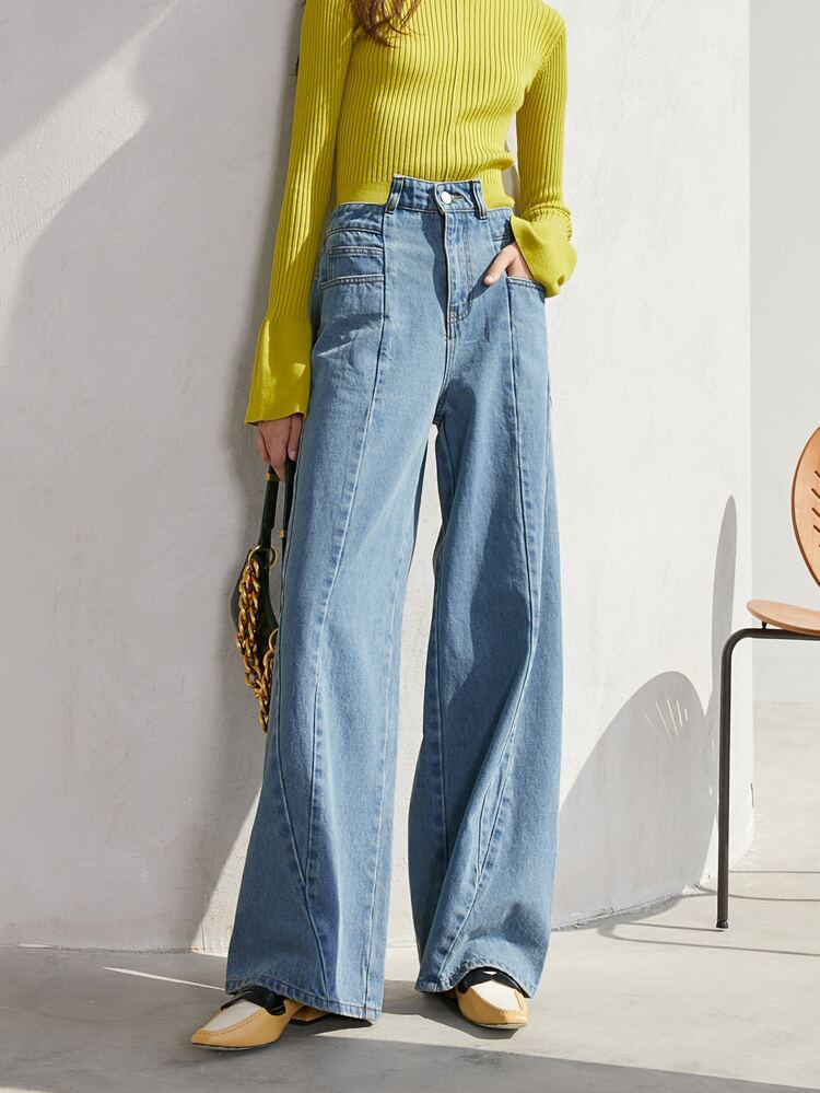 Asymmetrical High Waist Wide Leg Jeans | SHEIN