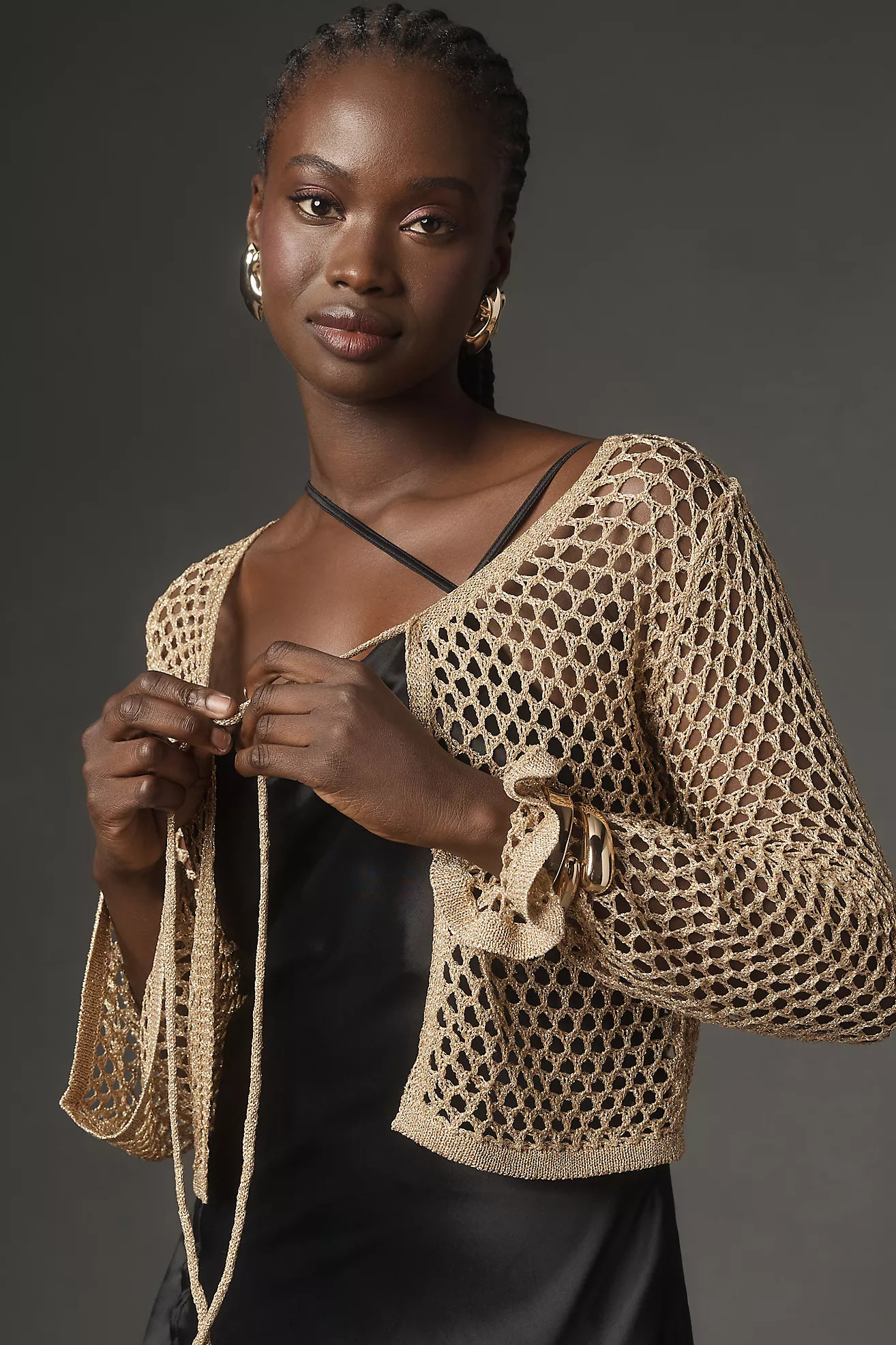By Anthropologie Metallic Knit Kimono | Anthropologie (US)