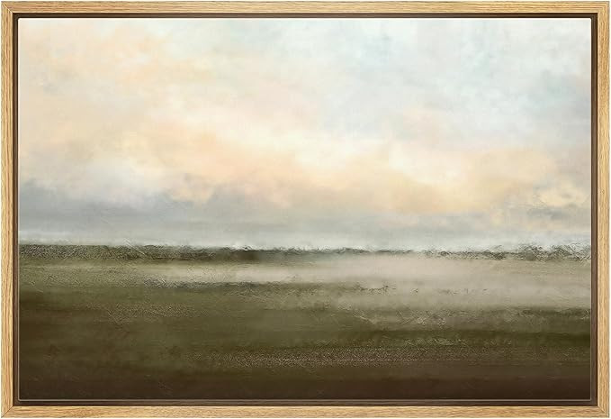 wall26 Framed Canvas Print Wall Art Watercolor Dusk Sky Over Green Field Nature Wilderness Illust... | Amazon (US)