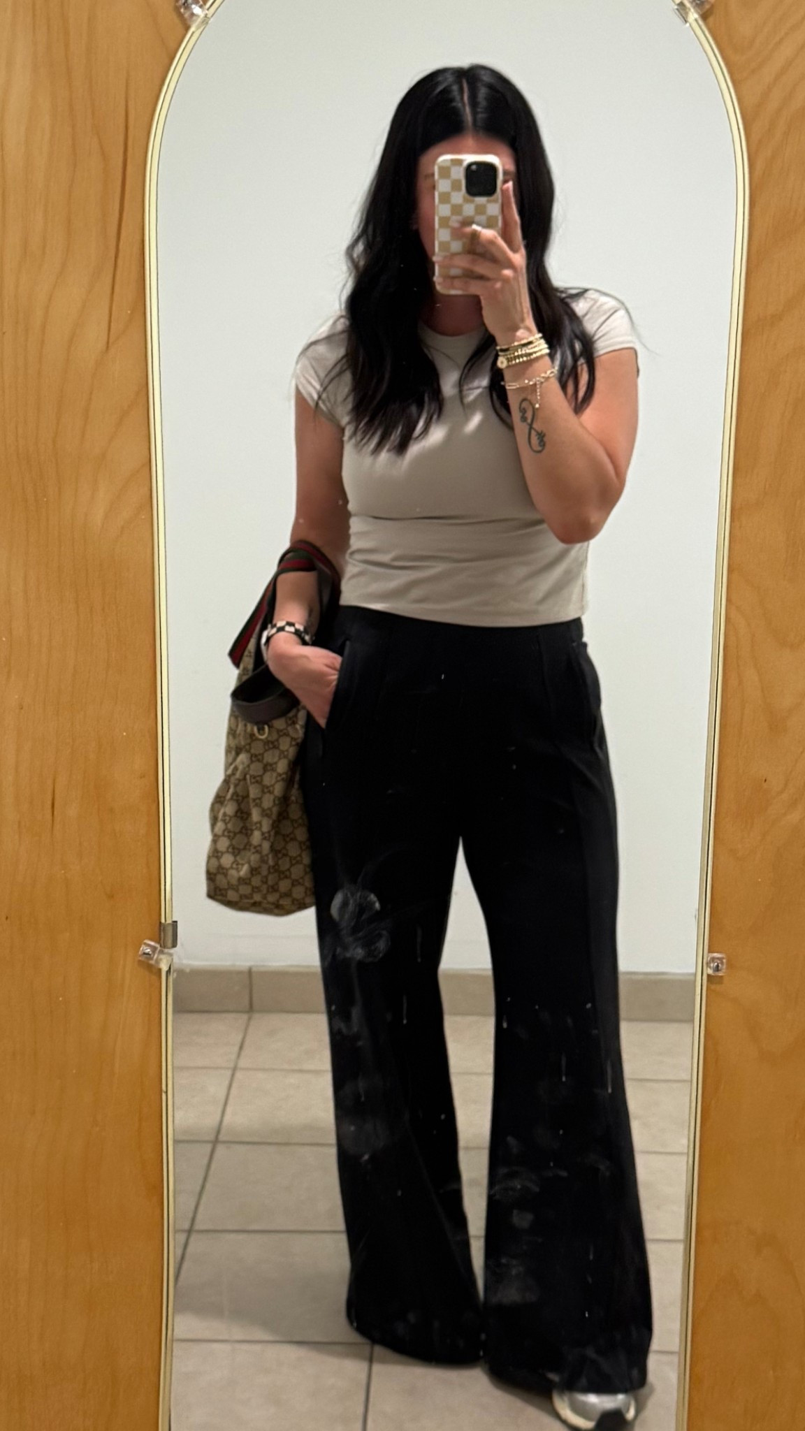 Baseball Mom OOTD 
Lululemon 
Wide leg pants 
Baby tee 
New balance 


#LTKmomlife #LTKMidsize #LTKootd