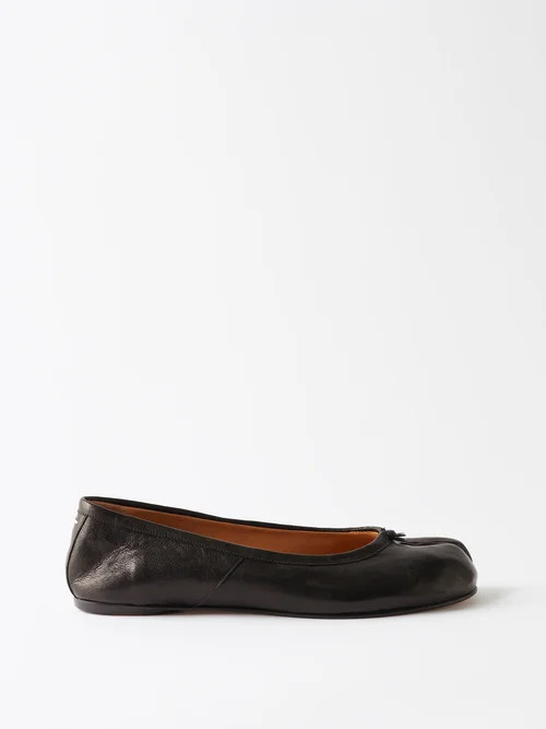 Maison Margiela - Tabi Split-toe Leather Ballet Flats - Womens - Black | Matches (US)