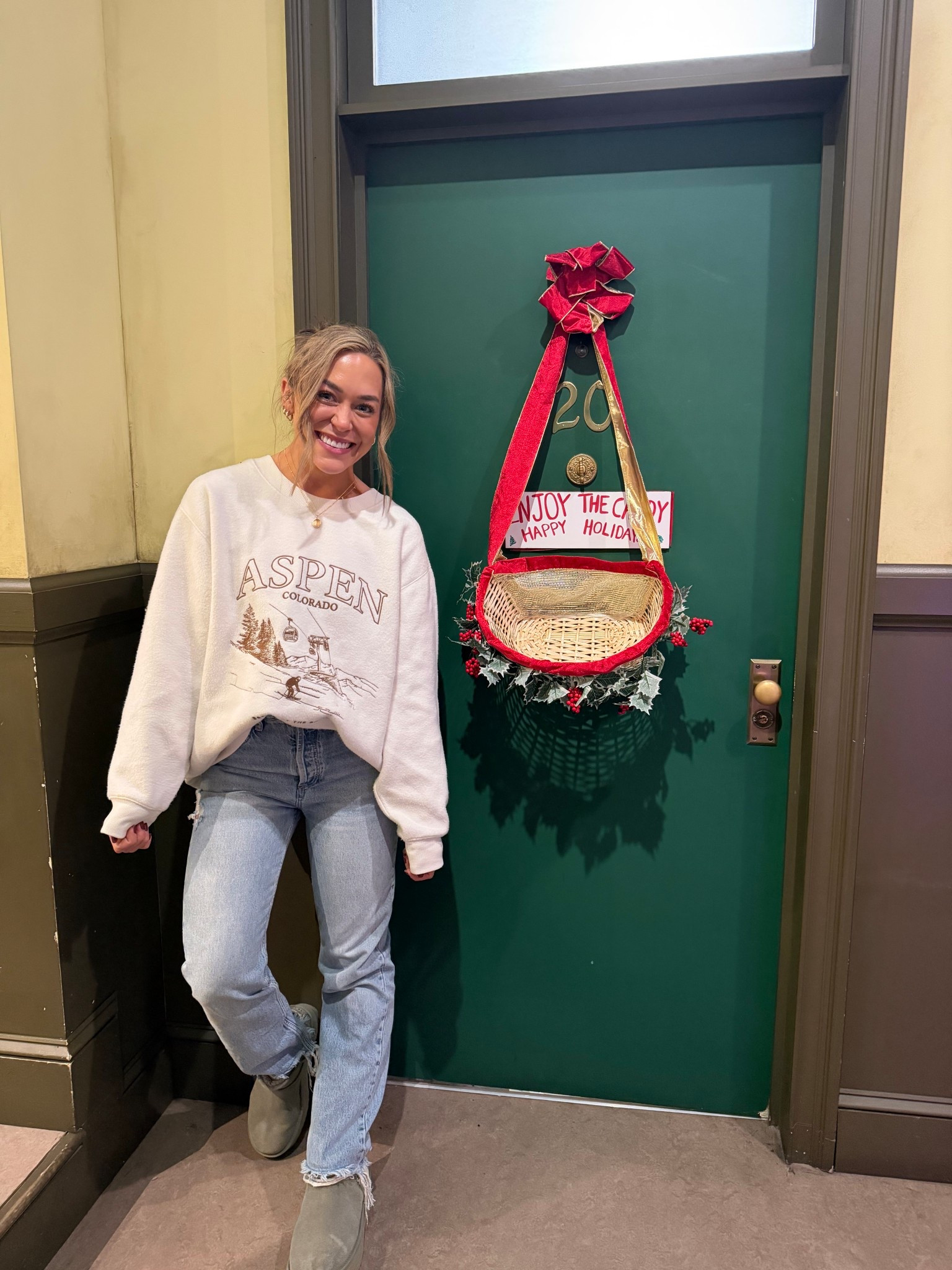 Friends experience OOTD ✨👯‍♀️I did an XXL in this sweatshirt! 🤎 linked the Amazon version of my Uggs as well! 

Winter style / ootd / Holley Gabrielle / Target / Nuuds / denim 

#LTKHoliday #LTKootd #LTKTravel