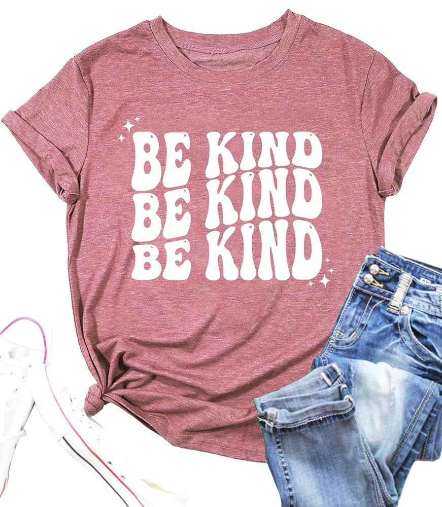 Be Kind Shirt Women Funny Inspirational Kindness Tshirts Teacher Graphic Tee Summer Casual Short ... | Amazon (US)