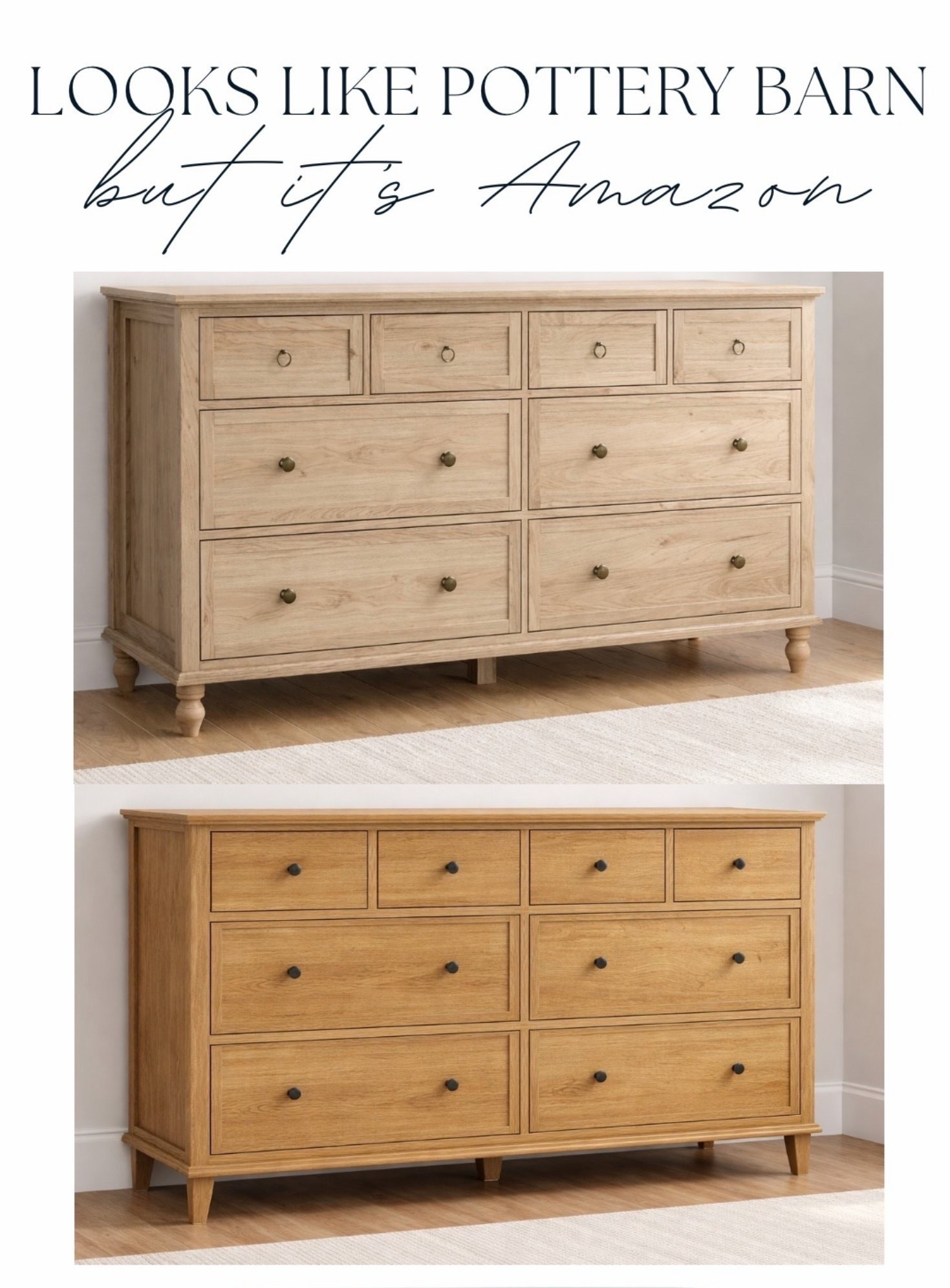 Pottery Barn dresser dupe, Pottery Barn look for less, Amazon furniture dupe, Amazon dresser, light wood dresser, oak dresser, neutral bedroom furniture, classic wood dresser, traditional dresser, transitional bedroom furniture, warm wood furniture, budget friendly furniture, high end look for less, bedroom storage, dresser under $1000



#LTKSpringSale #LTKHome #LTKSaleAlert