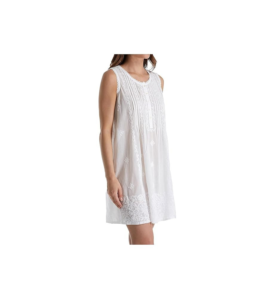LA CERA Women's 1104C 100% Cotton Woven Sleeveless Embroidered Gown | Amazon (US)