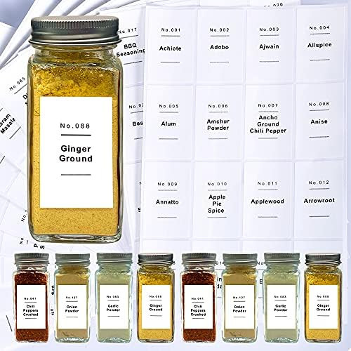 Spice Jar Labels, Does't Include Jars, Minimalist 184 Preprinted + 8 Blank Write-on Square White ... | Amazon (CA)