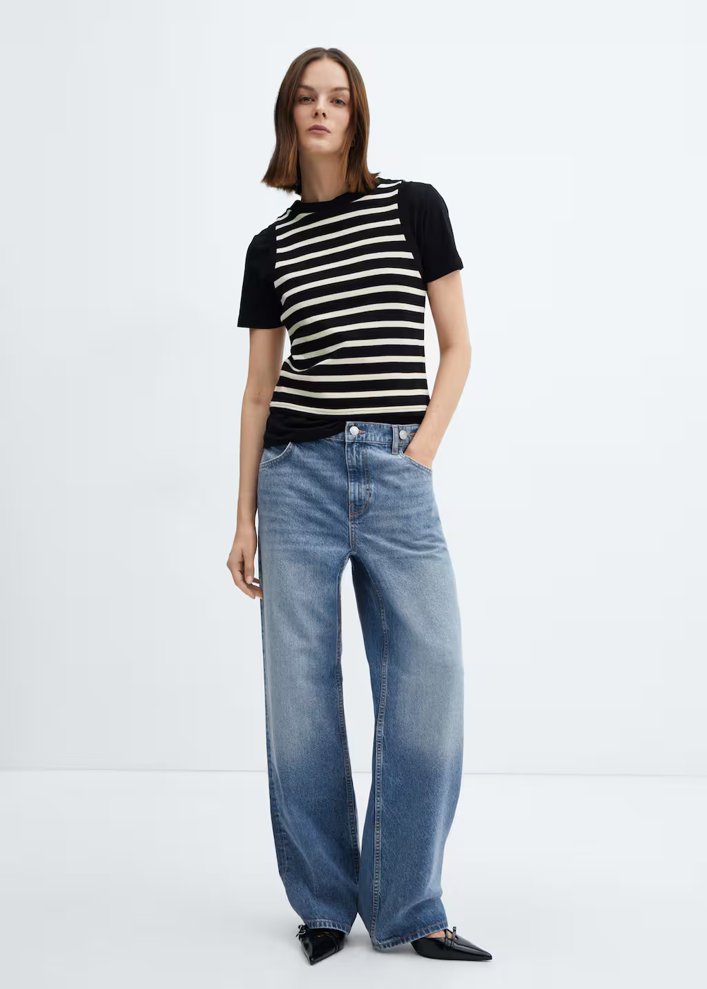 Loose mid-rise wideleg jeans -  Women | Mango USA | MANGO (US)