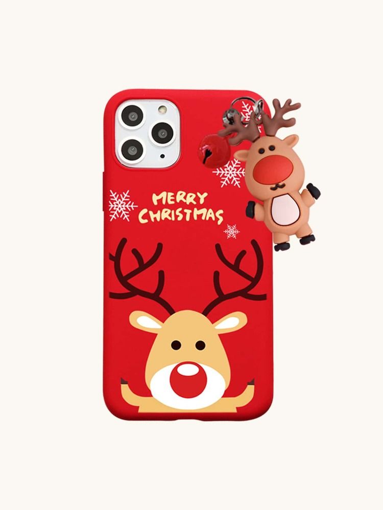 Christmas Elk & Bell Decor Phone Case | SHEIN