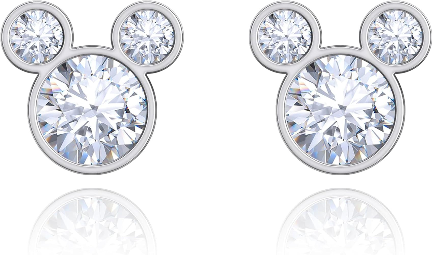 Mouse Earrings, Silver Stud Earrings with Cubic Zirconia Mouse Shape Rose Gold Earring Bow Cartil... | Amazon (US)