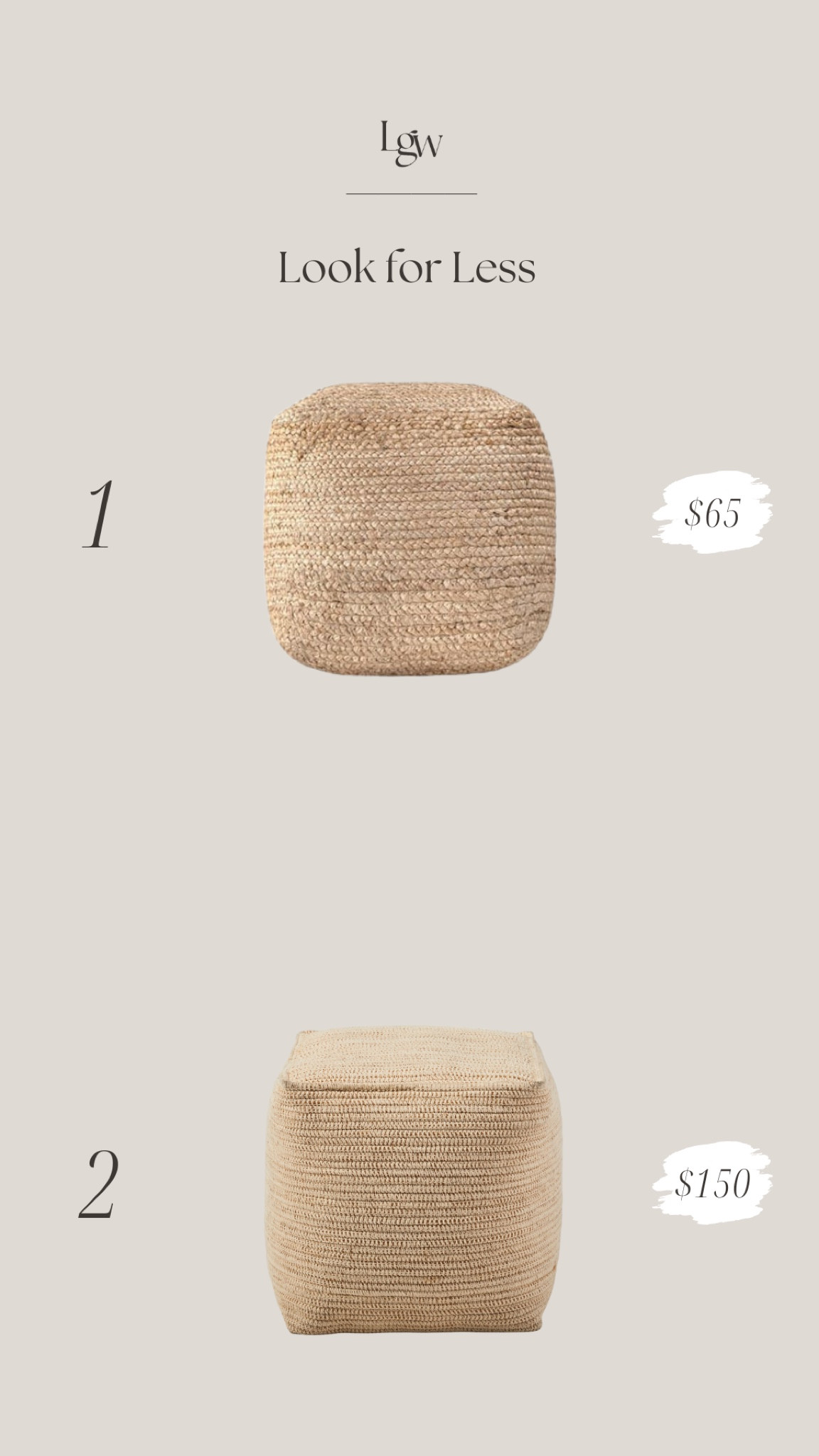 Look for Less $ — outdoor natural pouf / ottoman

#LTKHome #LTKSeasonal #LTKFindsUnder100