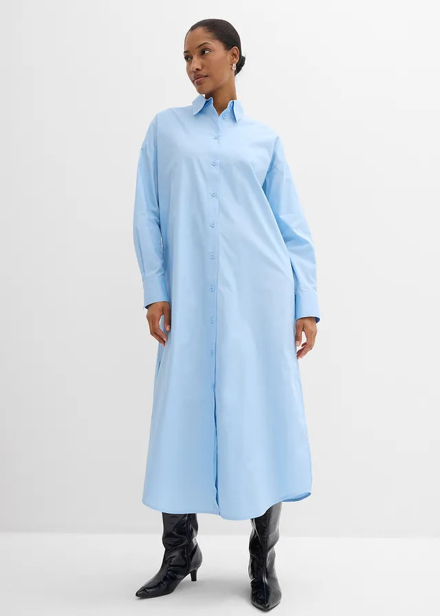 Overhemdjurk van puur katoen lichtblauw | Bonprix NL (Influencer)