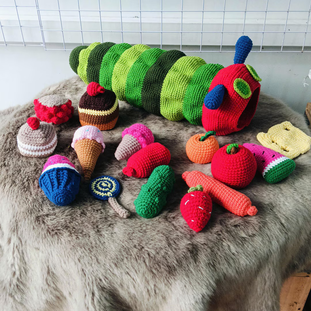 Hungry Caterpillar Crochet, Hungry Caterpillar Eating Game, Hungry Caterpillar Amigurumi, Toddler... | Etsy (US)