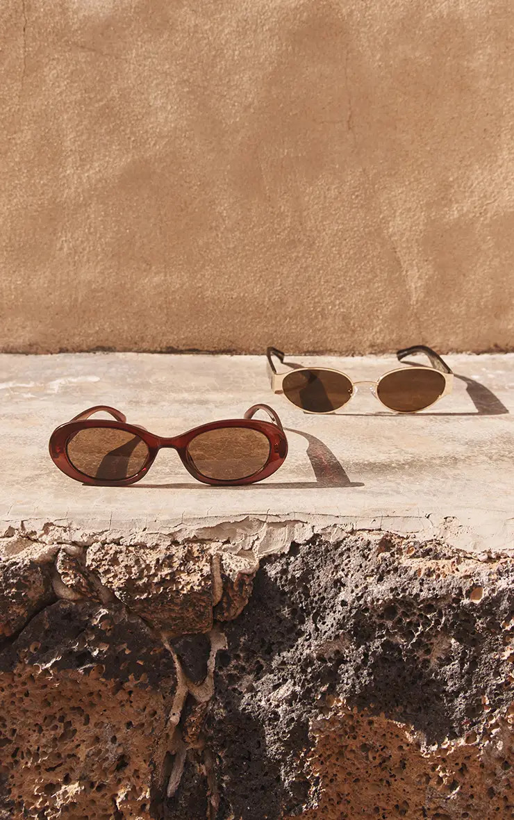 Tortoiseshell Oval Cat Eye Sunglasses | PrettyLittleThing UK