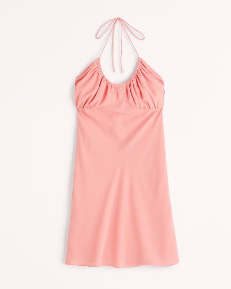 Halter Ruched Mini Dress | Abercrombie & Fitch (US)