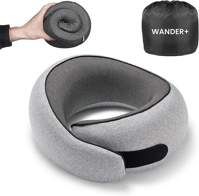 WANDER PLUS® Travel Pillow, 100% Pure Memory Foam Travel Neck Pillow Airplane Neck Support Ergon... | Amazon (US)