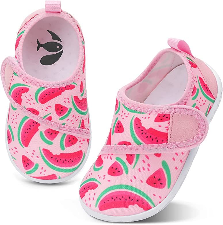 shopUAL Toddler Water Shoes Kids Girls Boys Beach Aqua Socks Skin Barefoot Walking Water Shoes Qu... | Amazon (US)