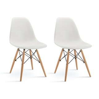 Modern Chair Natural Wood Legs in Color White, Black and Red Dining Chairs (Set of 2) (White - Side  | Bed Bath & Beyond
