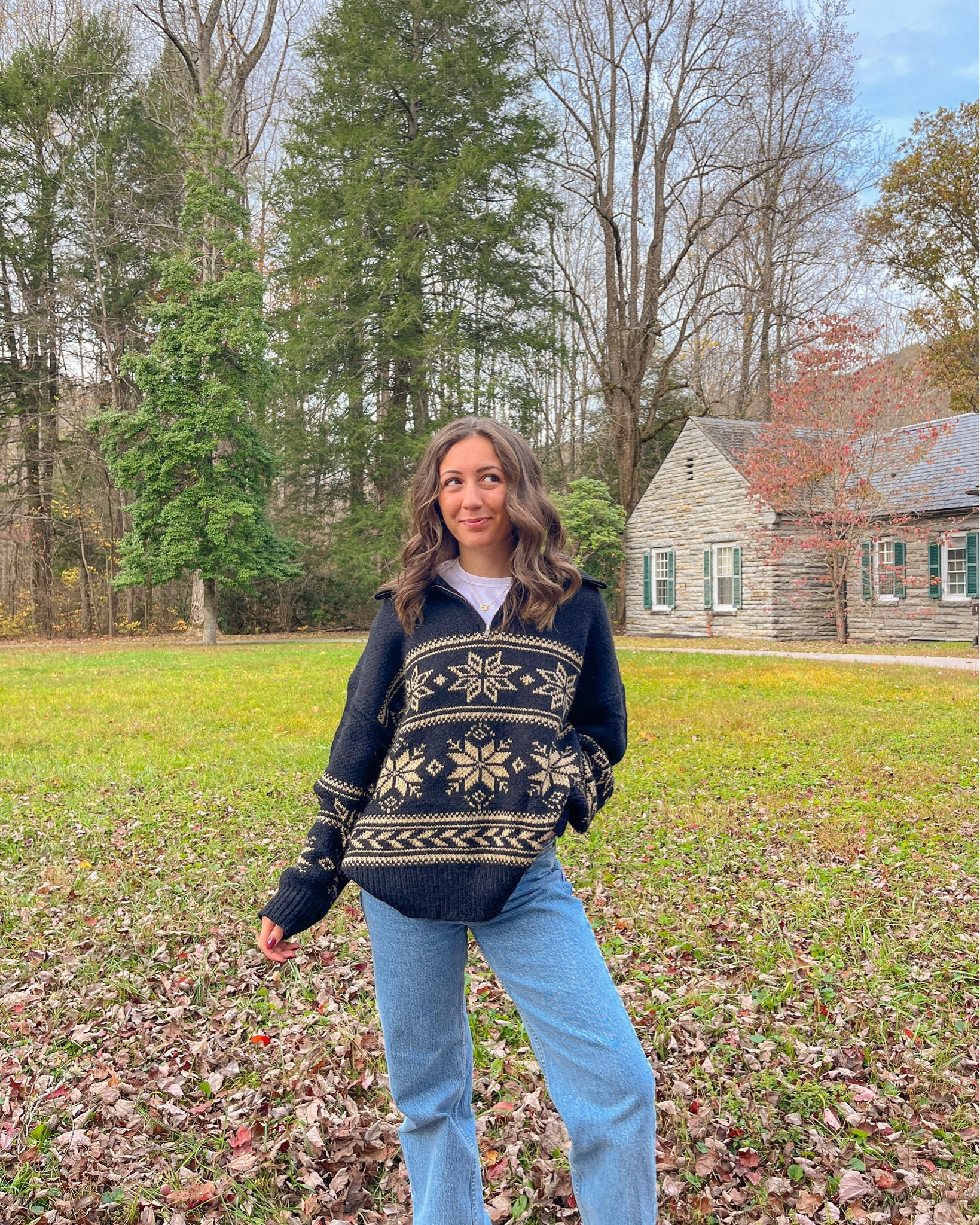 casual cute fall winter outfit, sweater 