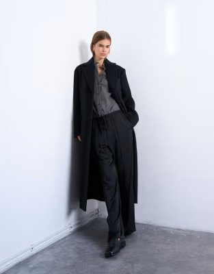 Topshop brushed three button longline blazer coat in black | ASOS | ASOS (Global)