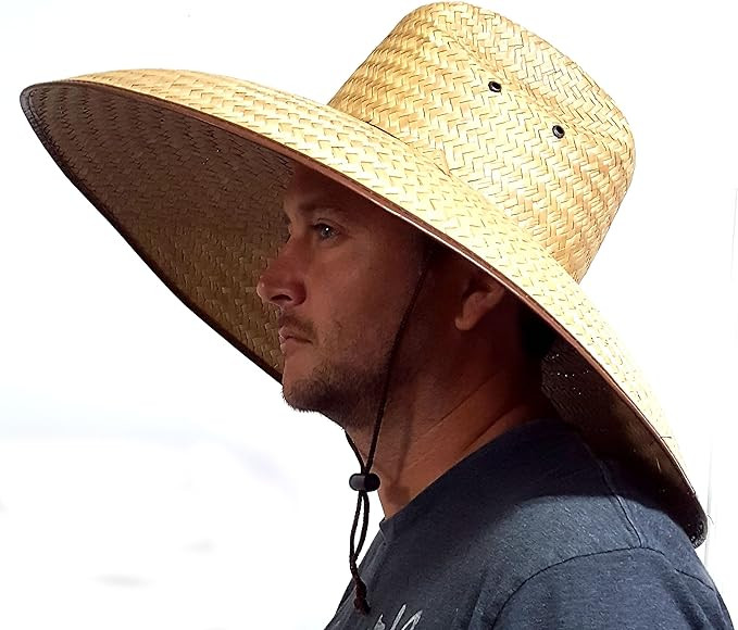 Double Weaved Hard Shell Shade Hat Large Fit Wide Brim Straw Hat Tan | Amazon (US)