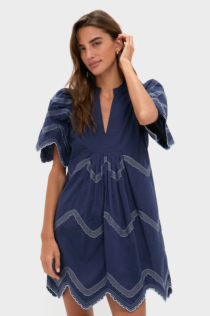 Navy Embroidered Weston Mini Dress | Tuckernuck (US)