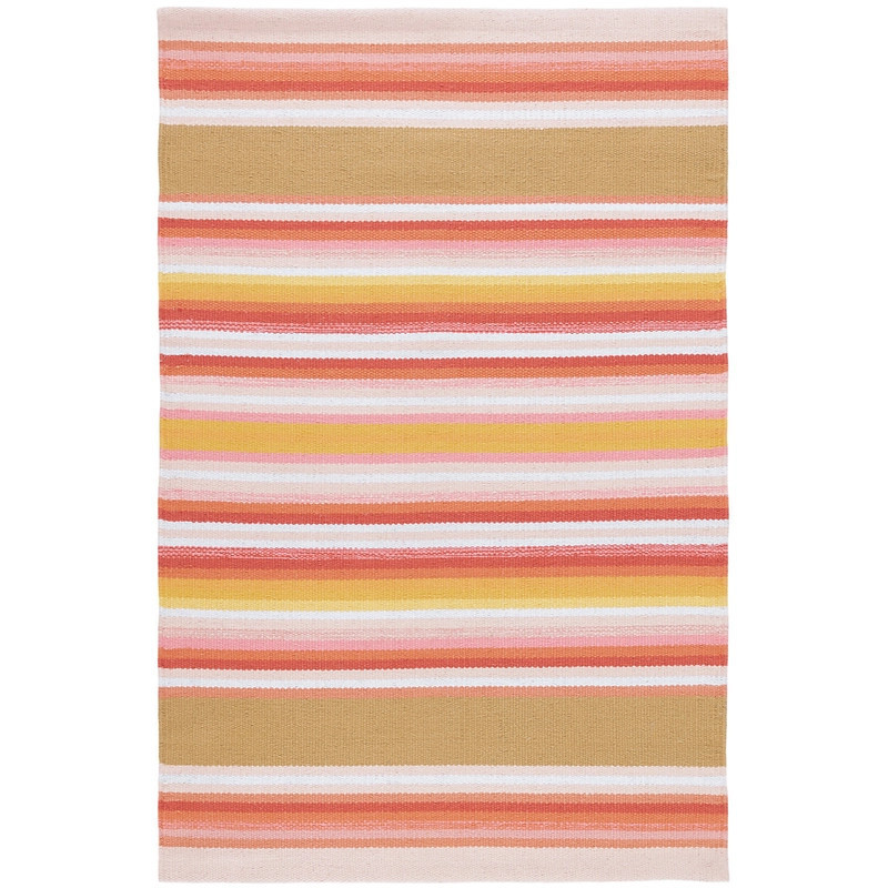 Serape Coral Handwoven Cotton Rug | Annie Selke