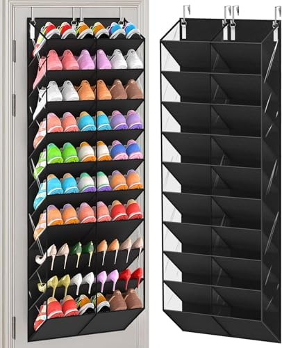 30 Pairs Over the Door Shoe Organizer, Clear Pockets Hanging Shoe Storage for Closet, 10-Tier Doo... | Amazon (US)