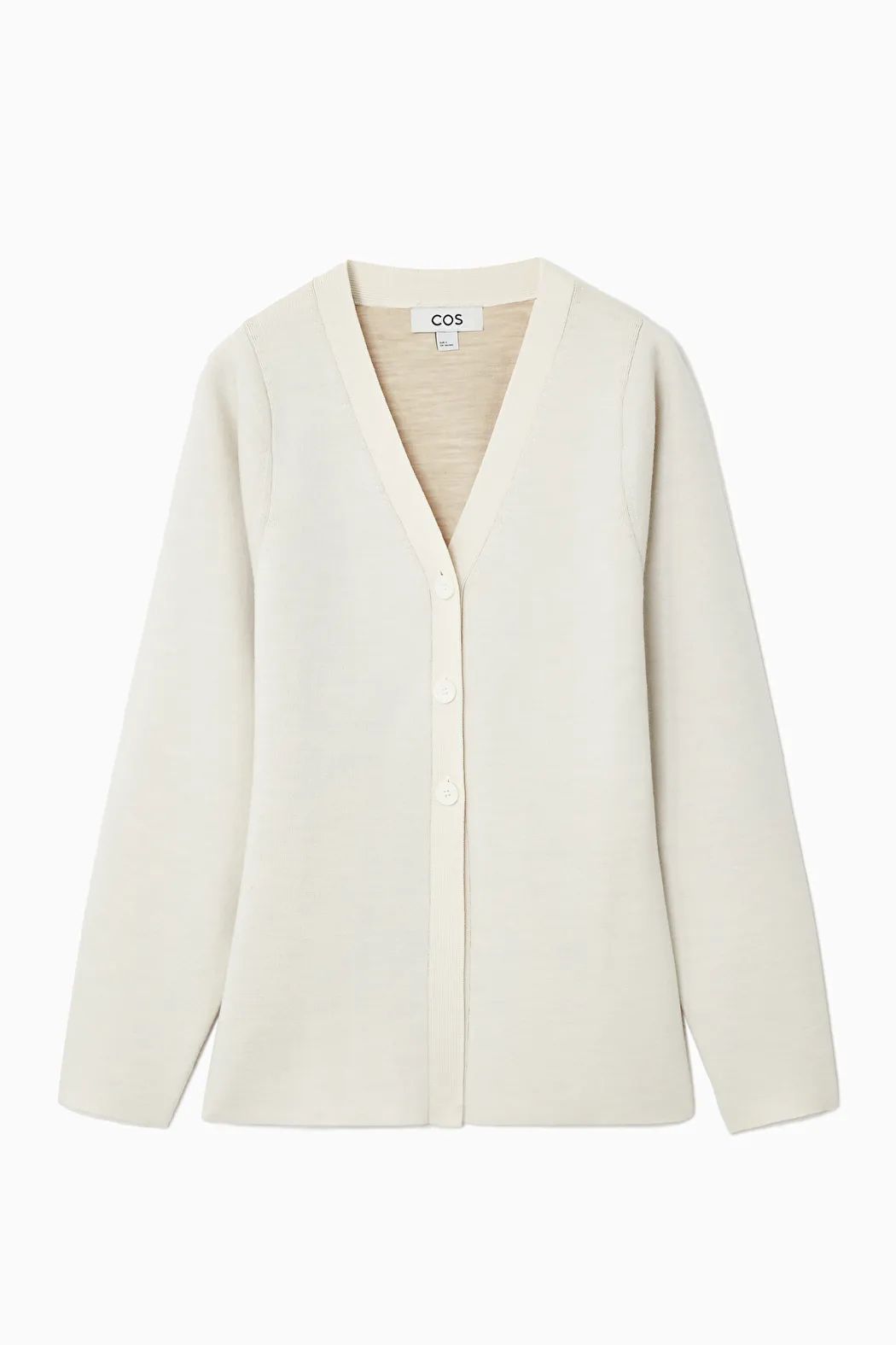 WAISTED DOUBLE-FACED WOOL CARDIGAN - OFF-WHITE - COS | COS (EU)
