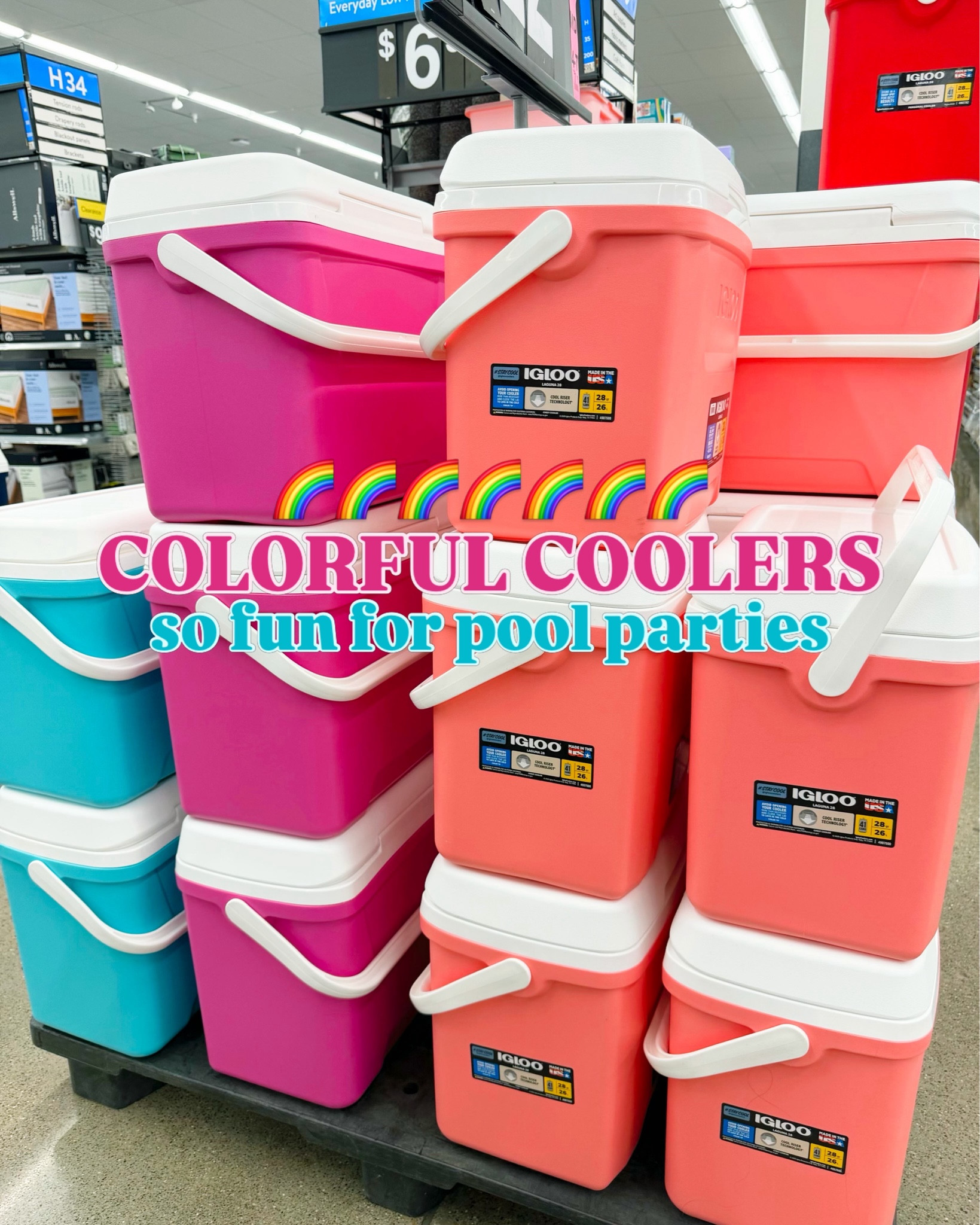 New Walmart arrivals! NEON IGLOO COOLERS! Walmart finds! 🌈🦋🩵