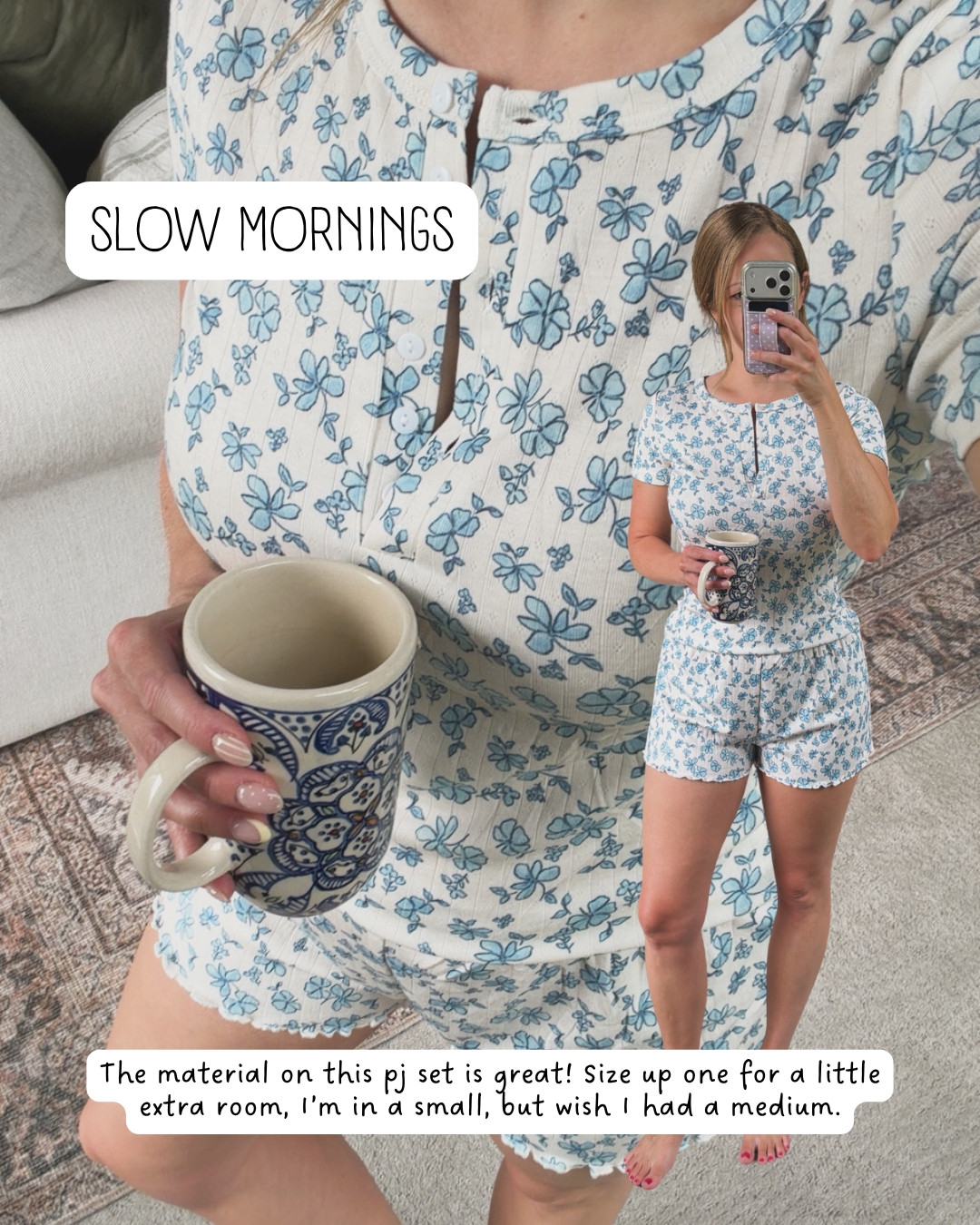 The best material for pajamas- size up for more room. I’m in a small but wish I did a medium!

#LTKmomlife #LTKmorningroutine #LTKPetite