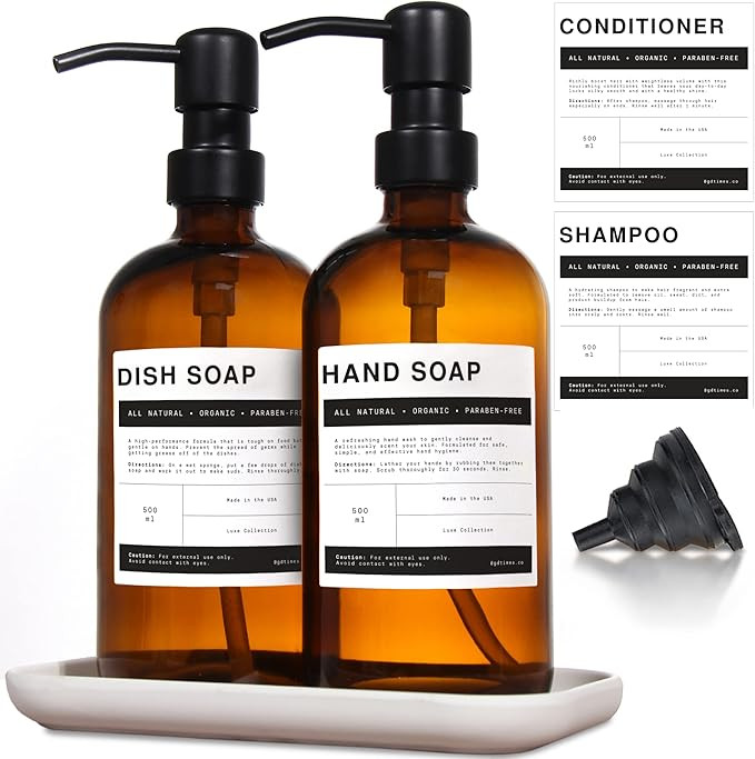 Dish Soap Dispenser, Hand Soap Dispenser, Kitchen Soap Dispenser Bathroom Soap Dispenser Set, Amb... | Amazon (US)