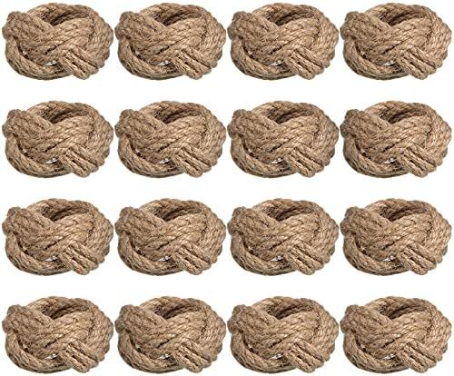 16 Pieces Burlap Napkin Rings Rope Napkin Rings Farmhouse Napkin Rings Handmade Round Napkin Ring... | Amazon (US)