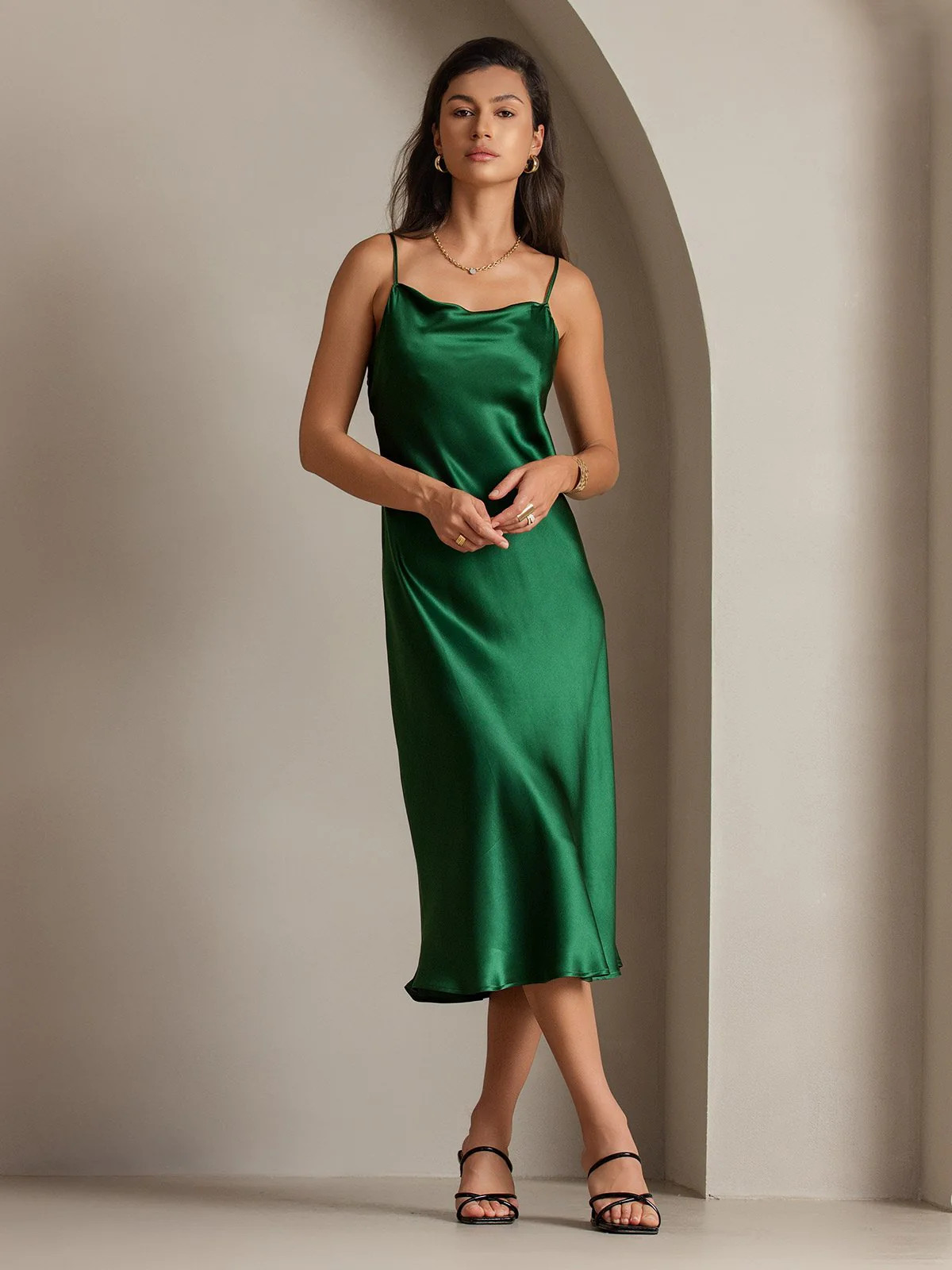 Pure Silk Strap Maxi Long Dresses | SilkSilky