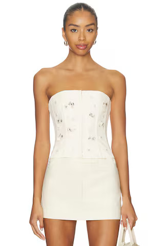 GUIZIO Embellished Twill Corset Top in White from Revolve.com | Revolve Clothing (Global)