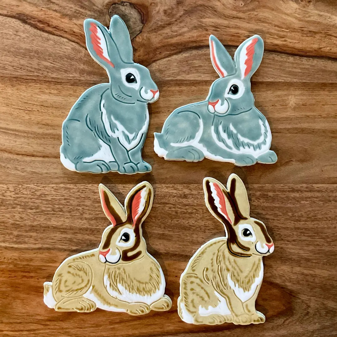 Rabbit Mosaic Tiles, Two Original Designs, Handcrafted Unique Art Ceramic, Cute Bunny Decor, for ... | Etsy (US)