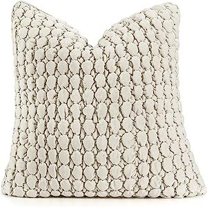 COCOPLOCEUS 1 Piece Euro Sham Beige Gray Boho 24x24 Pillow Covers Decorative Farmhouse Pillow Cov... | Amazon (US)