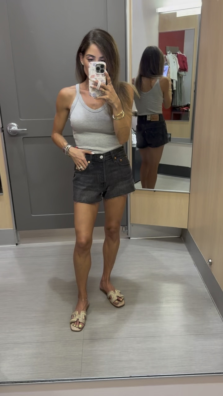 Target sale finds denim shorts size 24 tank xs

#LTKPetite #LTKSaleAlert
